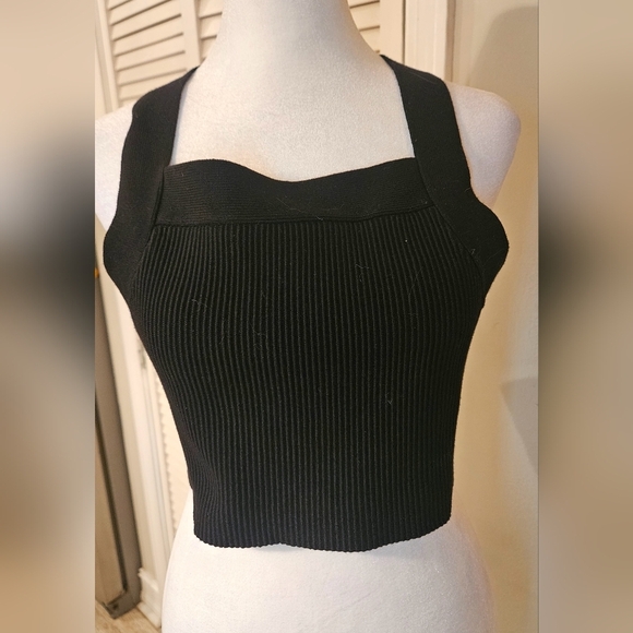 HOUSE OF HARLOW 1960 Luxe essentials Black ribbed crop top. Size L NWT - Picture 6 of 13